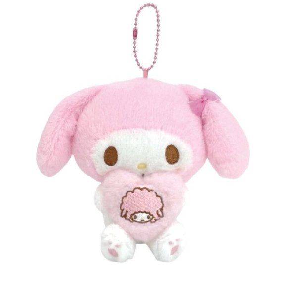 Sanrio Other - Nakajima Sanrio Japan My Melody Hugging Heart Plush Keychain Licensed 5" NEW